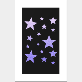 Pastel Purple Ombre Faux Glitter Stars Posters and Art